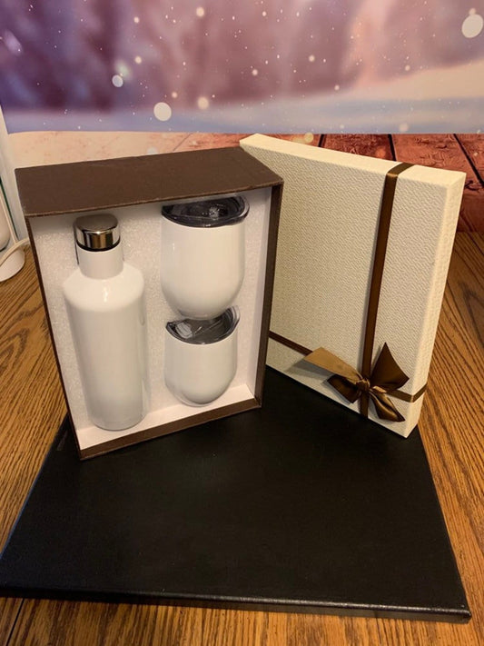 Sublimation Wine gift set, Stainless Steel Double Walled Wine Set, Wine Decanter and Tumbler Gift Set